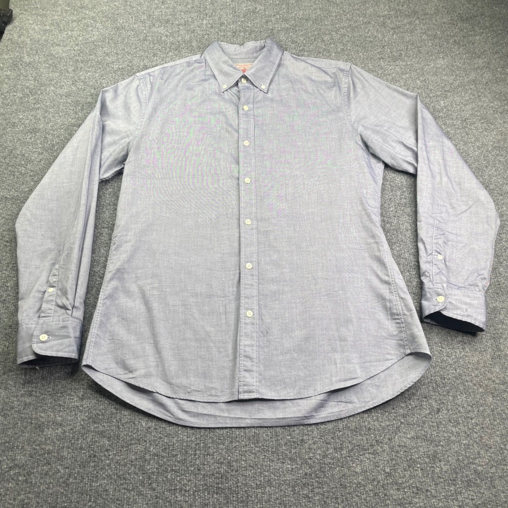 J. Press Button Down Shirt Men's L Blue Egyptian Cotton Trunk Club Long Sleeve